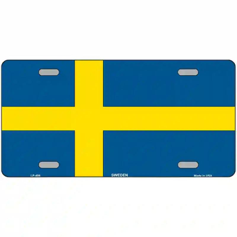 Sweden Flag Metal Novelty License Plate 12" x 6" (LP)