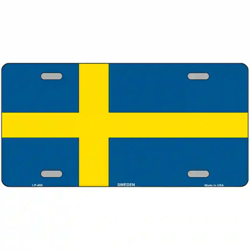 Sweden Flag Metal Novelty License Plate 12" x 6" (LP)