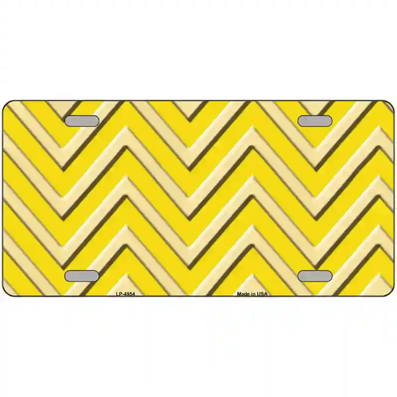 Yellow Light Yellow Chevron Metal Novelty License Plate 12" x 6" (LP)