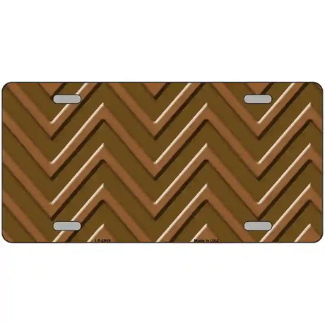 Brown Light Brown Chevron Metal Novelty License Plate 12" x 6" (LP)