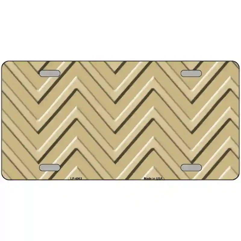 Gold Light Gold Chevron Metal Novelty License Plate 12" x 6" (LP)