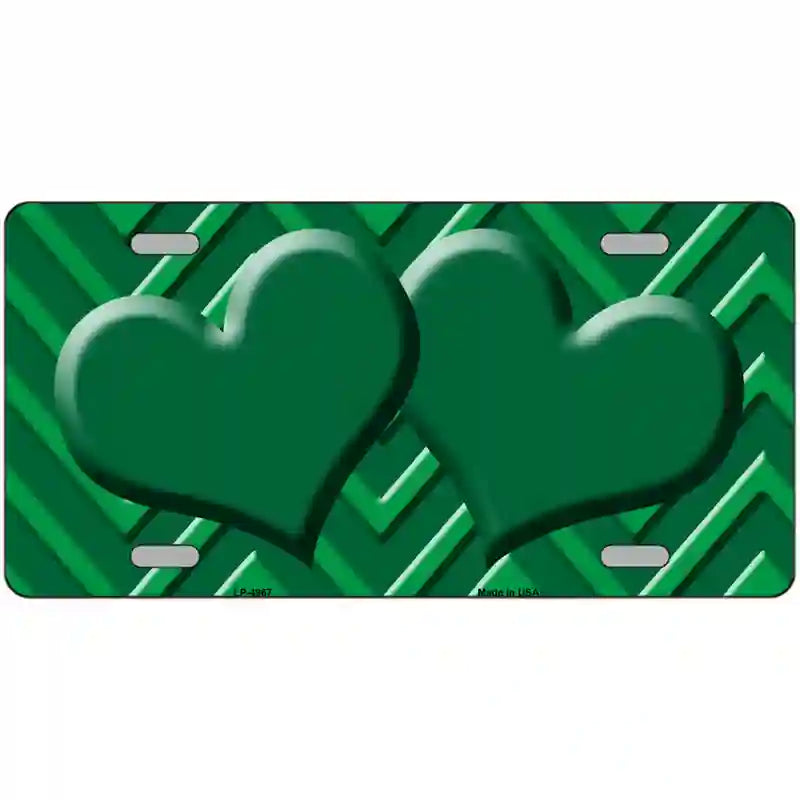 Green Light Green Heart Chevron Metal Novelty License Plate 12" x 6" (LP)