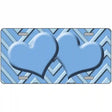 Light Blue Lighter Blue Heart Chevron Metal Novelty License Plate 12" x 6" (LP)