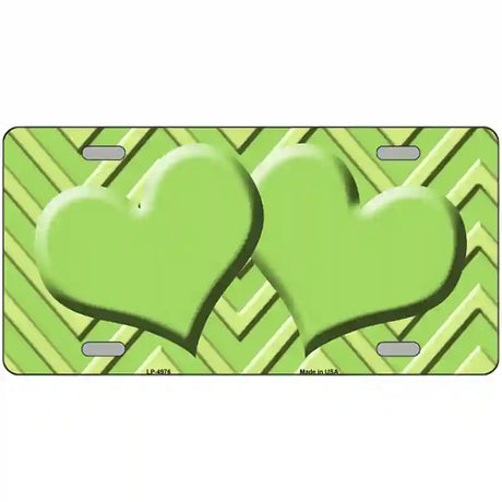 Lime Green Lighter Lime Green Heart Chevron Metal Novelty License Plate 12" x 6" (LP)