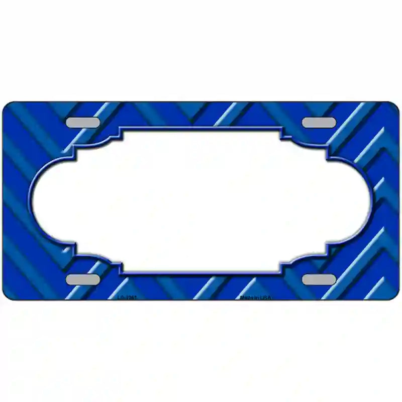 Blue Light Blue Scallop Chevron Metal Novelty License Plate 12" x 6" (LP)