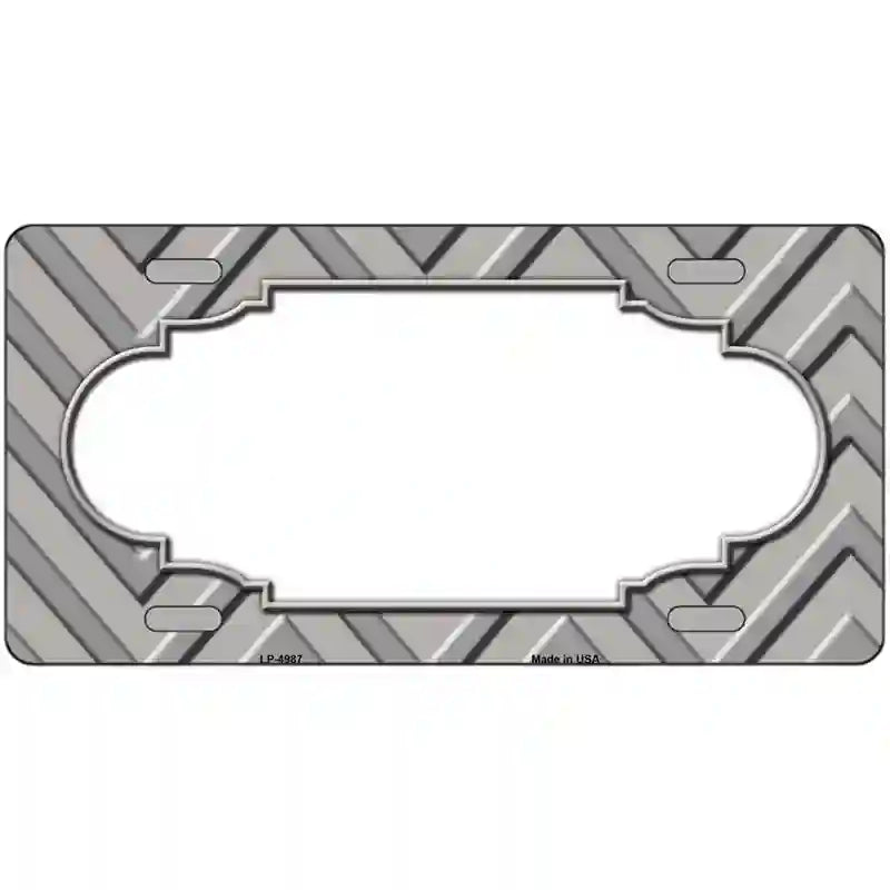 Grey Light Grey Scallop Chevron Metal Novelty License Plate 12" x 6" (LP)