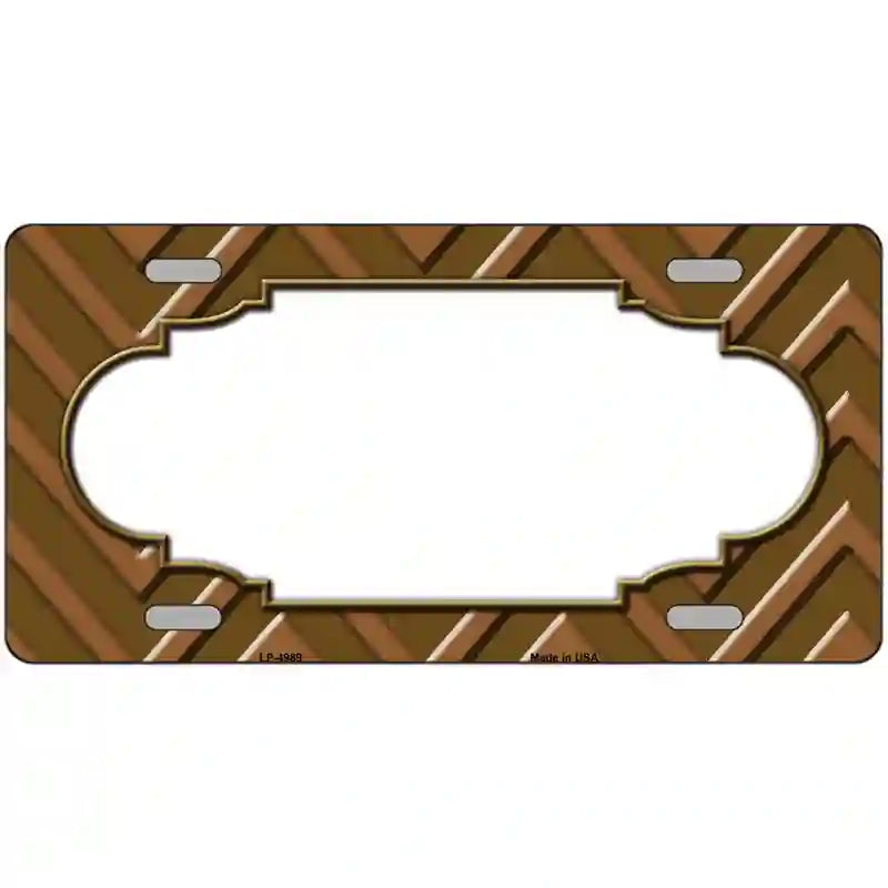 Brown Light Brown Scallop Chevron Metal Novelty License Plate 12" x 6" (LP)