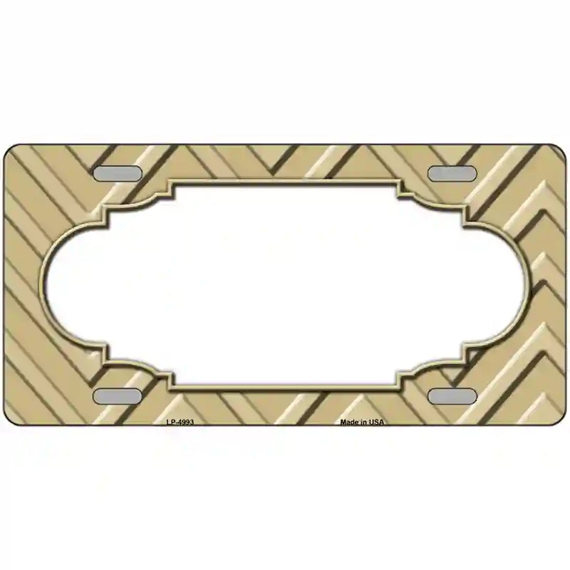 Gold Light Gold Scallop Chevron Metal Novelty License Plate 12" x 6" (LP)