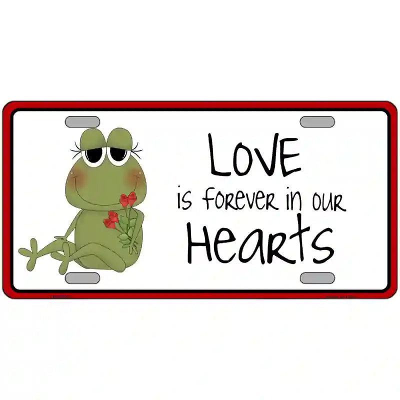 Love In Our Hearts Frog Metal Novelty License Plate 12" x 6" (LP)