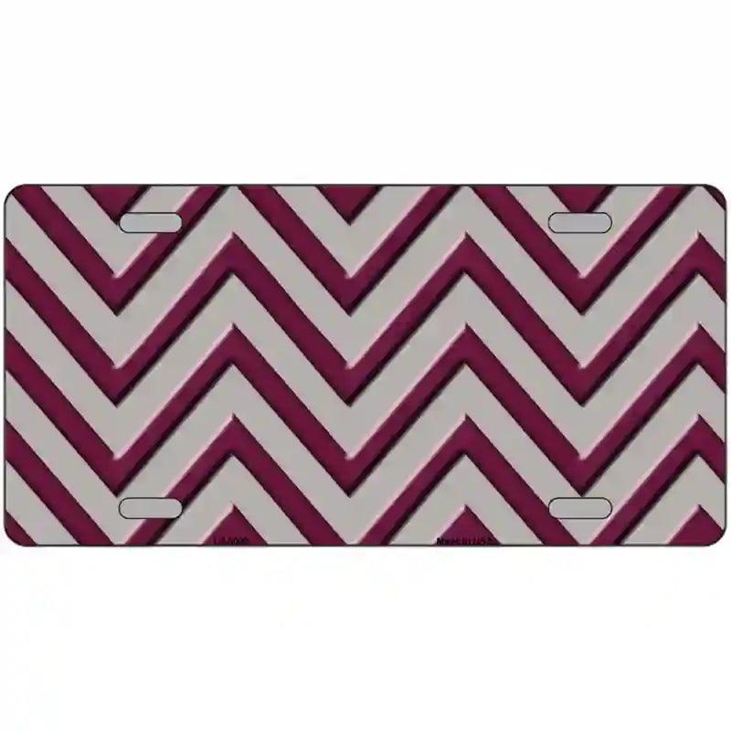 Maroon Grey Chevron Metal Novelty License Plate 12" x 6" (LP)