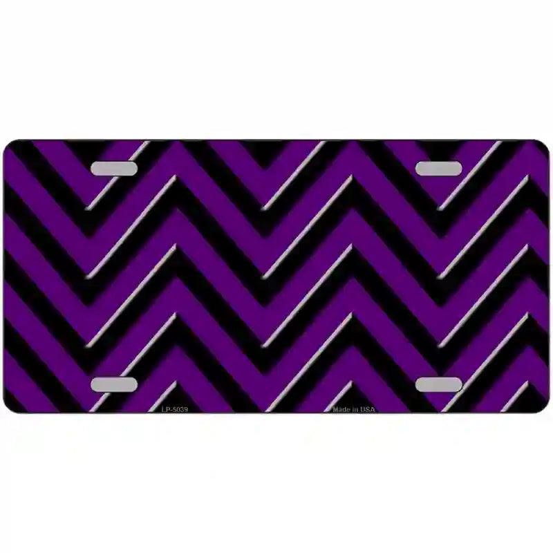 Purple Black Chevron Metal Novelty License Plate 12" x 6" (LP)