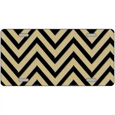 Gold Black Chevron Metal Novelty License Plate 12" x 6" (LP)