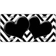 White Black Chevon Hearts Metal Novelty License Plate 12" x 6" (LP)