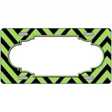 Lime Green Black Chevron Scallop Metal Novelty License Plate 12" x 6" (LP)