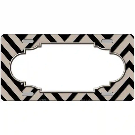 Tan Black Chevron Scallop Metal Novelty License Plate 12" x 6" (LP)