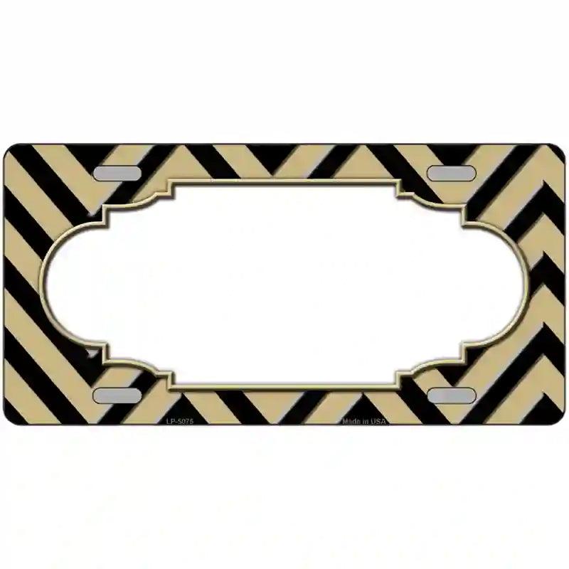Gold Black Chevron Scallop Metal Novelty License Plate 12" x 6" (LP)