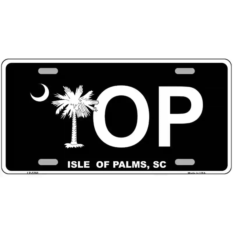 IOP Isle of Palms Black Metal Novelty License Plate 12" x 6" (LP)