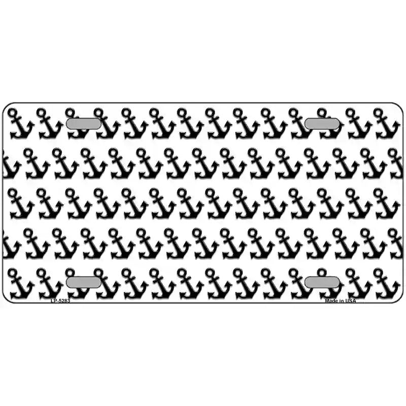 White Black Anchor Metal Novelty License Plate 12" x 6" (LP)