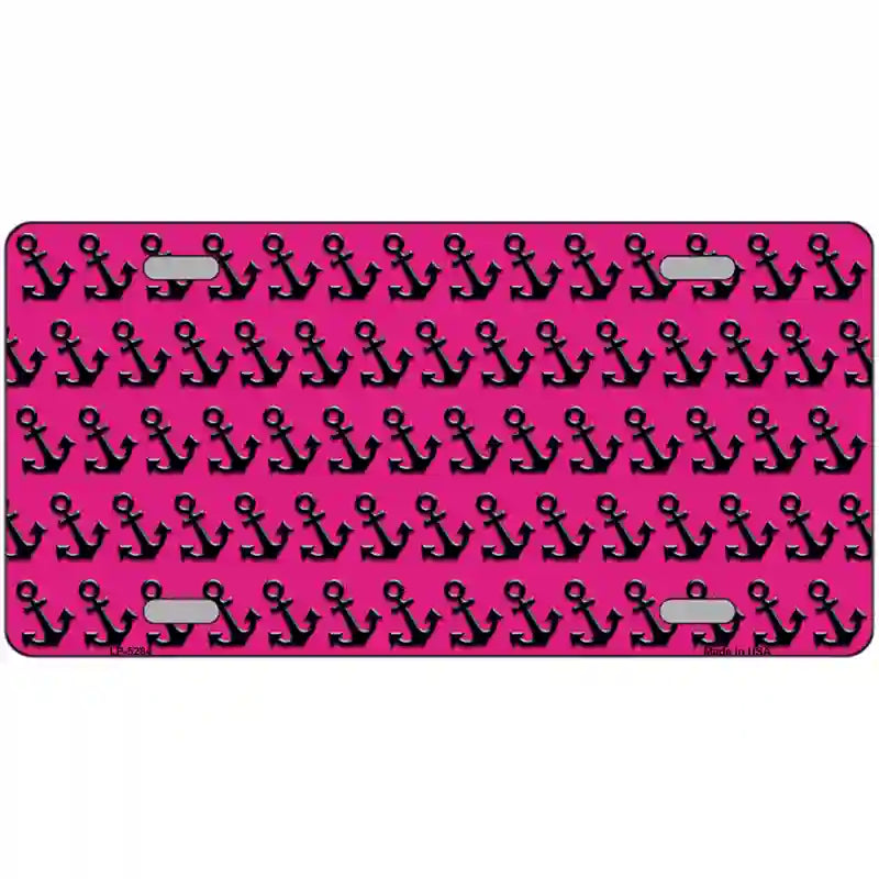 Pink Black Anchor Metal Novelty License Plate 12" x 6" (LP)