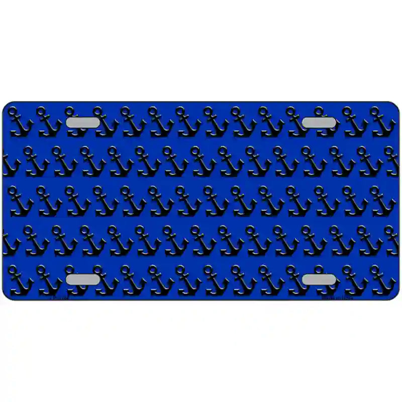 Blue Black Anchor Metal Novelty License Plate 12" x 6" (LP)