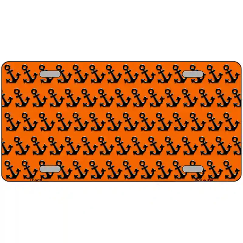 Orange Black Anchor Metal Novelty License Plate 12" x 6" (LP)