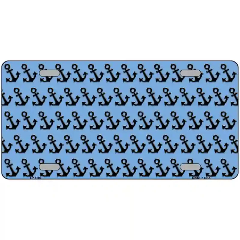 Light Blue Black Anchor Metal Novelty License Plate 12" x 6" (LP)