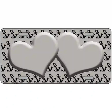 Grey Black Anchor Grey Heart Center Metal Novelty License Plate 12" x 6" (LP)