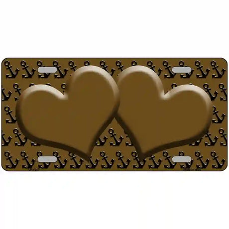 Brown Black Anchor Brown Heart Center Metal Novelty License Plate 12" x 6" (LP)