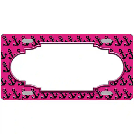 Pink Black Anchor Scallop Center Metal Novelty License Plate 12" x 6" (LP)