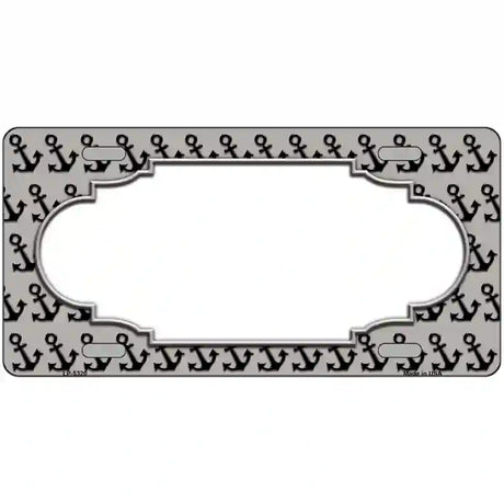 Grey Black Anchor Scallop Center Metal Novelty License Plate 12" x 6" (LP)