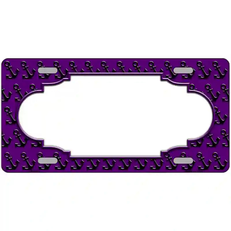 Purple Black Anchor Scallop Center Metal Novelty License Plate 12" x 6" (LP)