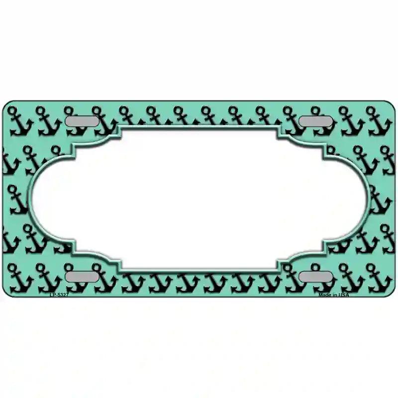 Mint Black Anchor Scallop Center Metal Novelty License Plate 12" x 6" (LP)