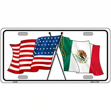 United States Mexico Flag Metal Novelty License Plate 12" x 6" (LP)