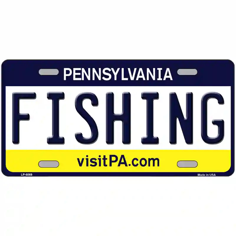 Fishing Pennsylvania State Novelty Metal License Plate 12" x 6" (LP)