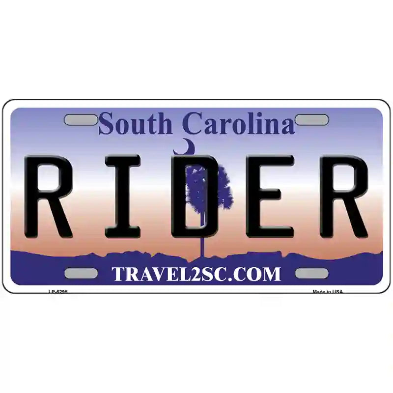 Rider South Carolina Novelty Metal License Plate 12" x 6" (LP)