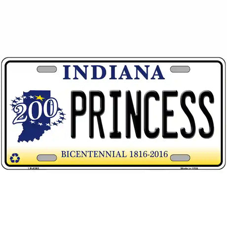 Princess Indiana Novelty Metal License Plate 12" x 6" (LP)