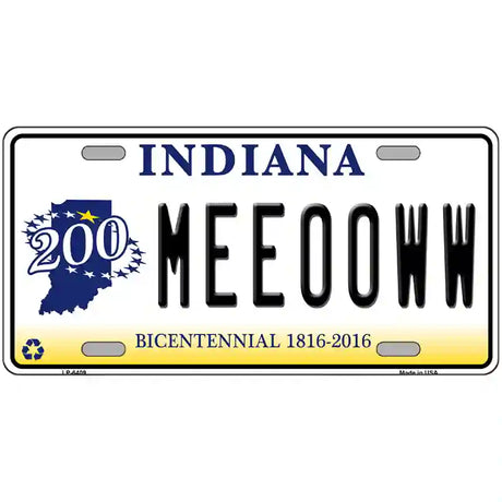 Meeooww Indiana Novelty Metal License Plate 12" x 6" (LP)