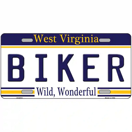 Biker West Virginia Novelty Metal License Plate 12" x 6" (LP)