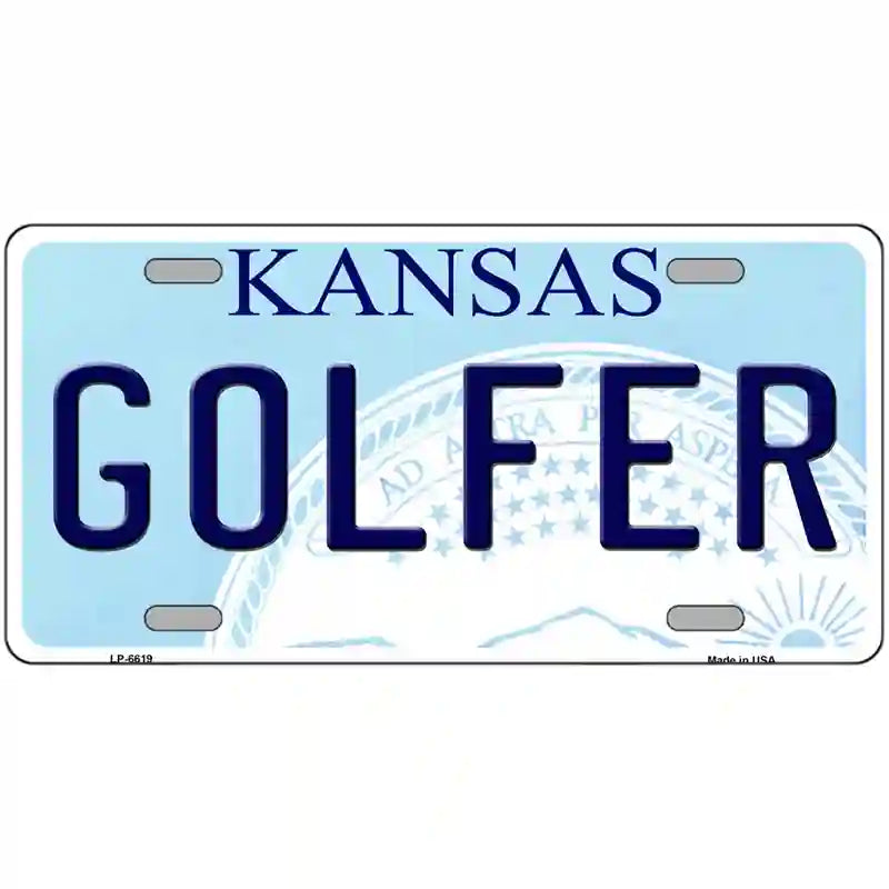 Golfer Kansas Novelty Metal License Plate 12" x 6" (LP)