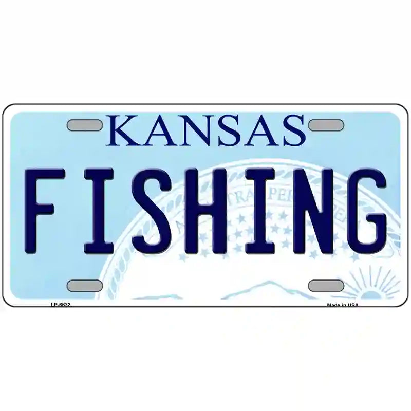 Fishing Kansas Novelty Metal License Plate 12" x 6" (LP)