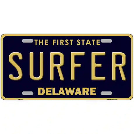 Surfer Delaware Novelty Metal License Plate 12" x 6" (LP)