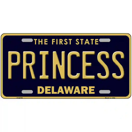 Princess Delaware Novelty Metal License Plate 12" x 6" (LP)