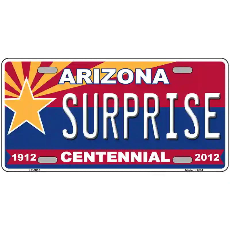 Arizona Centennial Surprise Novelty Metal License Plate 12" x 6" (LP)