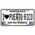 I Love Puerto Rico White Metal Novelty License Plate 12" x 6" (LP)