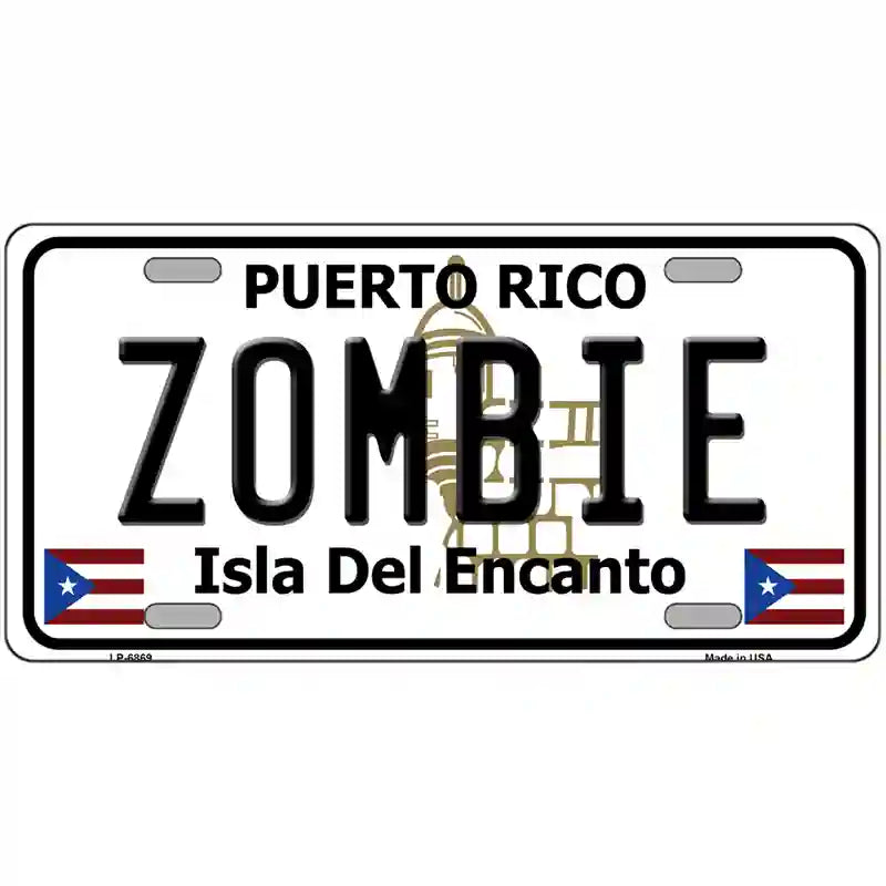 Zombie Puerto Rico Metal Novelty License Plate 12" x 6" (LP)