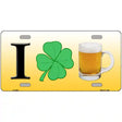 I Shamrock Beer Metal Novelty License Plate 12" x 6" (LP)