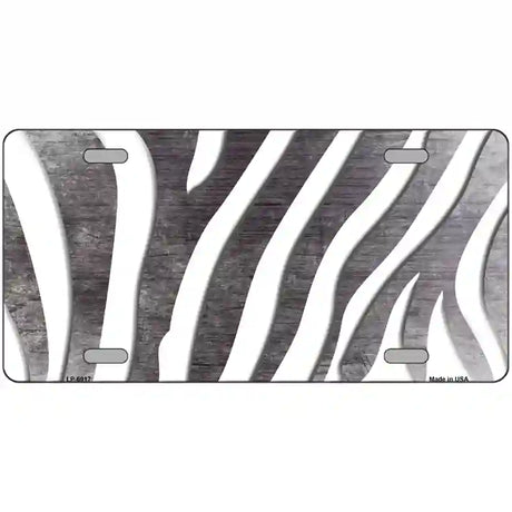 Black White Zebra Oil Rubbed Metal Novelty License Plate 12" x 6" (LP)