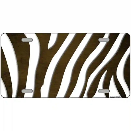 Brown White Zebra Oil Rubbed Metal Novelty License Plate 12" x 6" (LP)