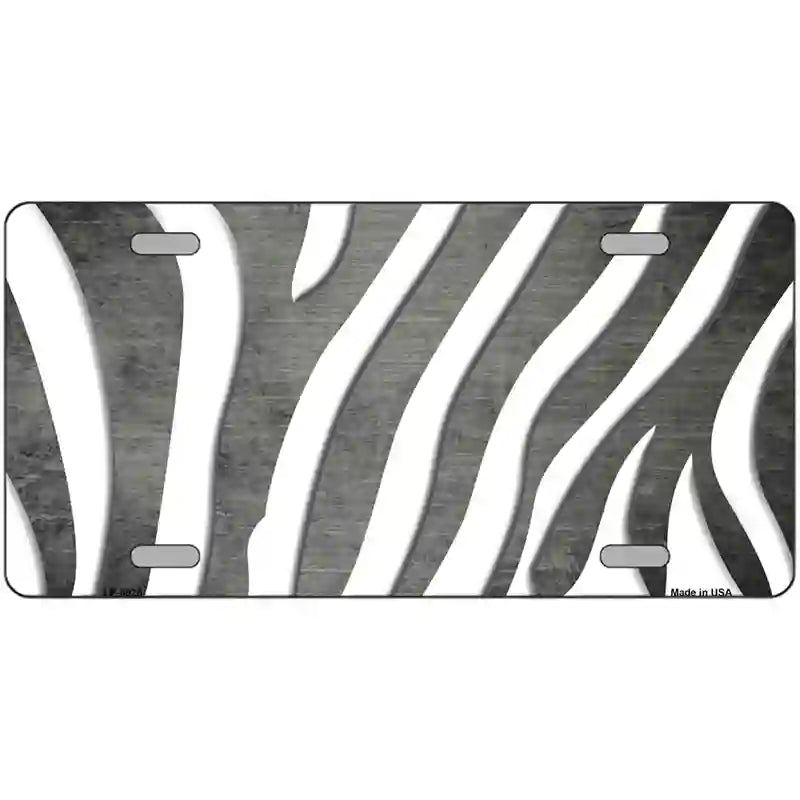 Gray White Zebra Oil Rubbed Metal Novelty License Plate 12" x 6" (LP)