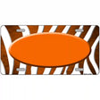 Orange White Zebra Oval Oil Rubbed Metal Novelty License Plate 12" x 6" (LP)